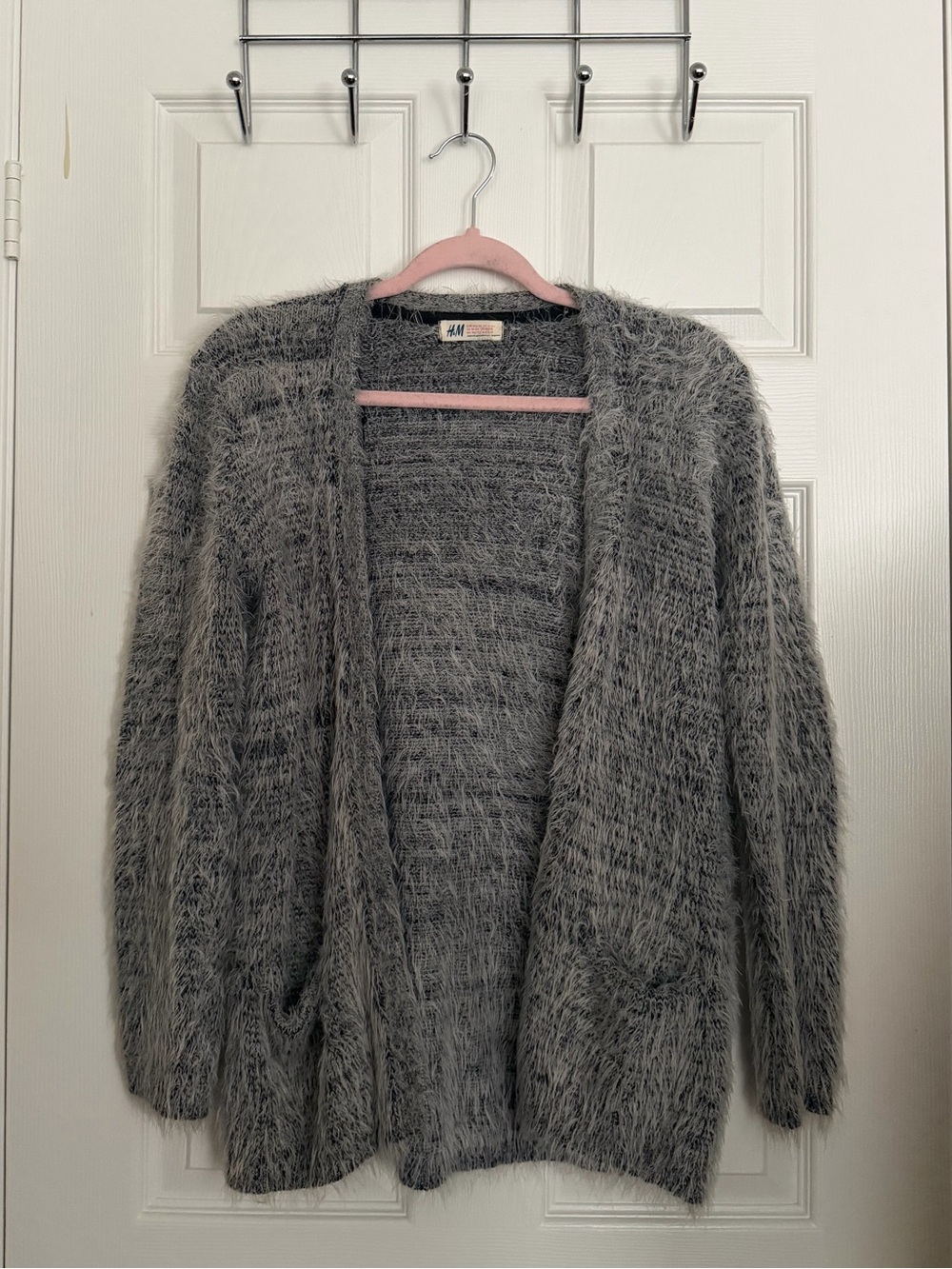 H&M Fuzzy Open-Front Gray Cardigan